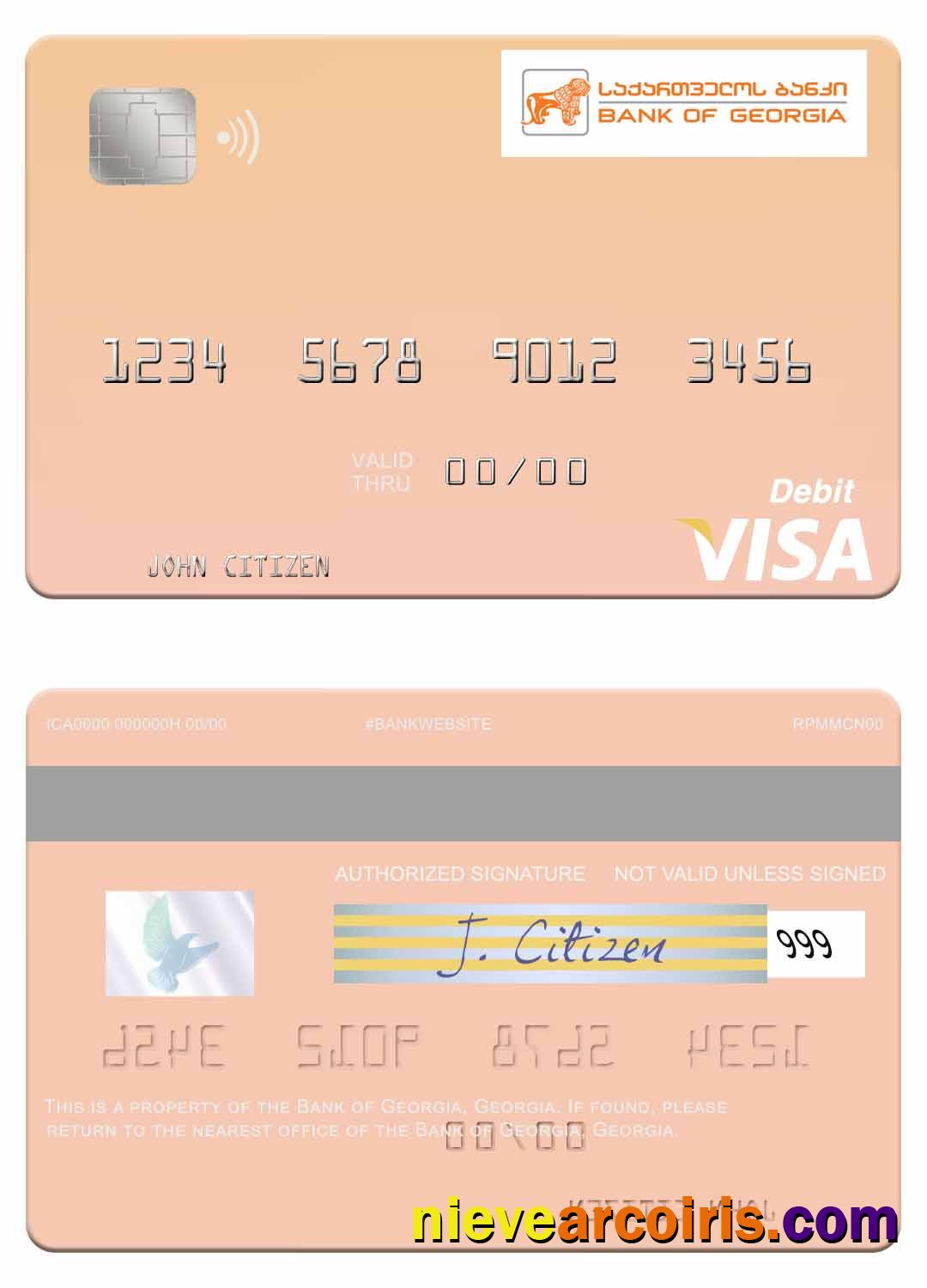 Georgia Bank of Georgia visa debit card